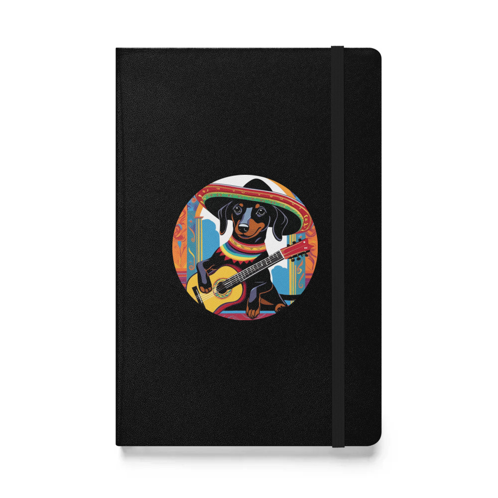PugMug Custom Black Dachshund Hardcover Bound Notebook