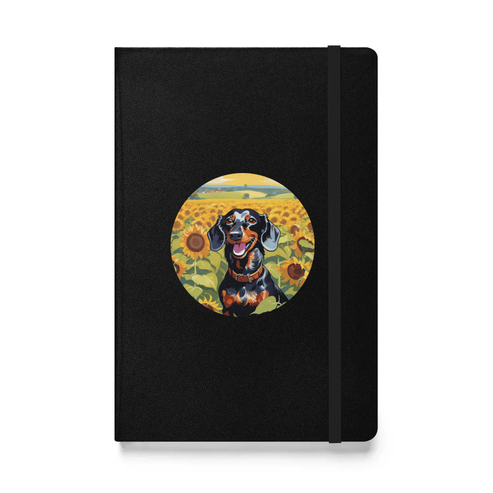 PugMug Custom Black Dachshund Hardcover Bound Notebook