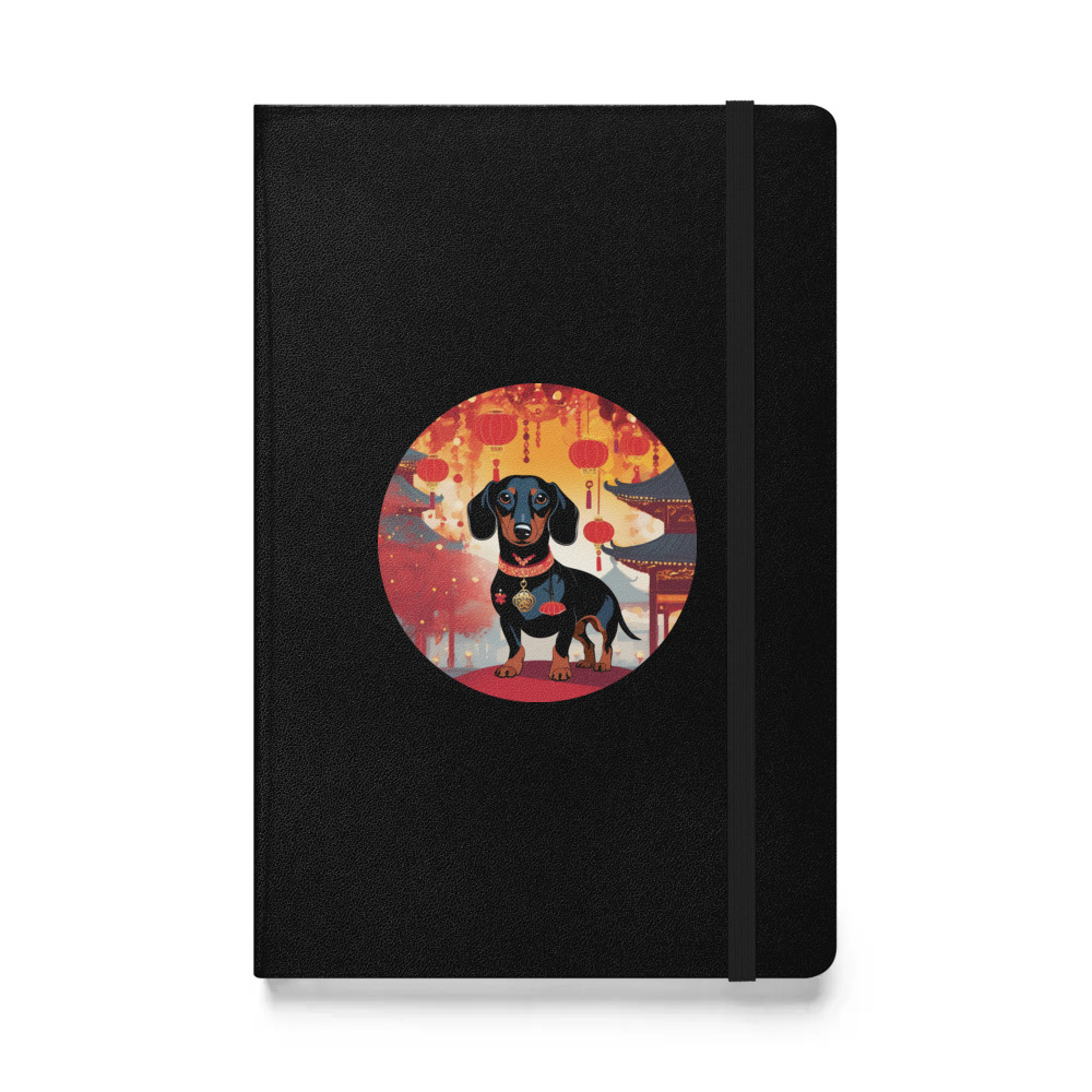 PugMug Custom Black Dachshund Hardcover Bound Notebook