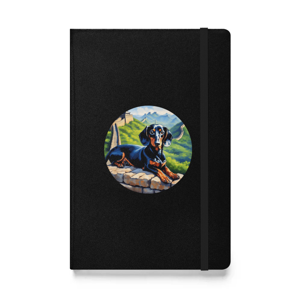 PugMug Custom Black Dachshund Hardcover Bound Notebook