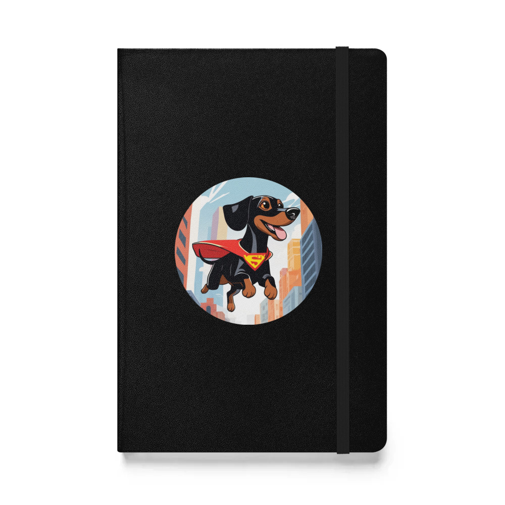 PugMug Custom Black Dachshund Hardcover Bound Notebook