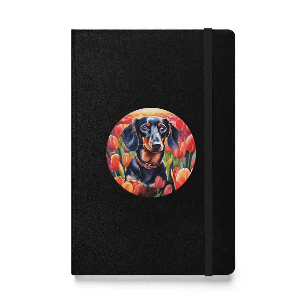 PugMug Custom Black Dachshund Hardcover Bound Notebook