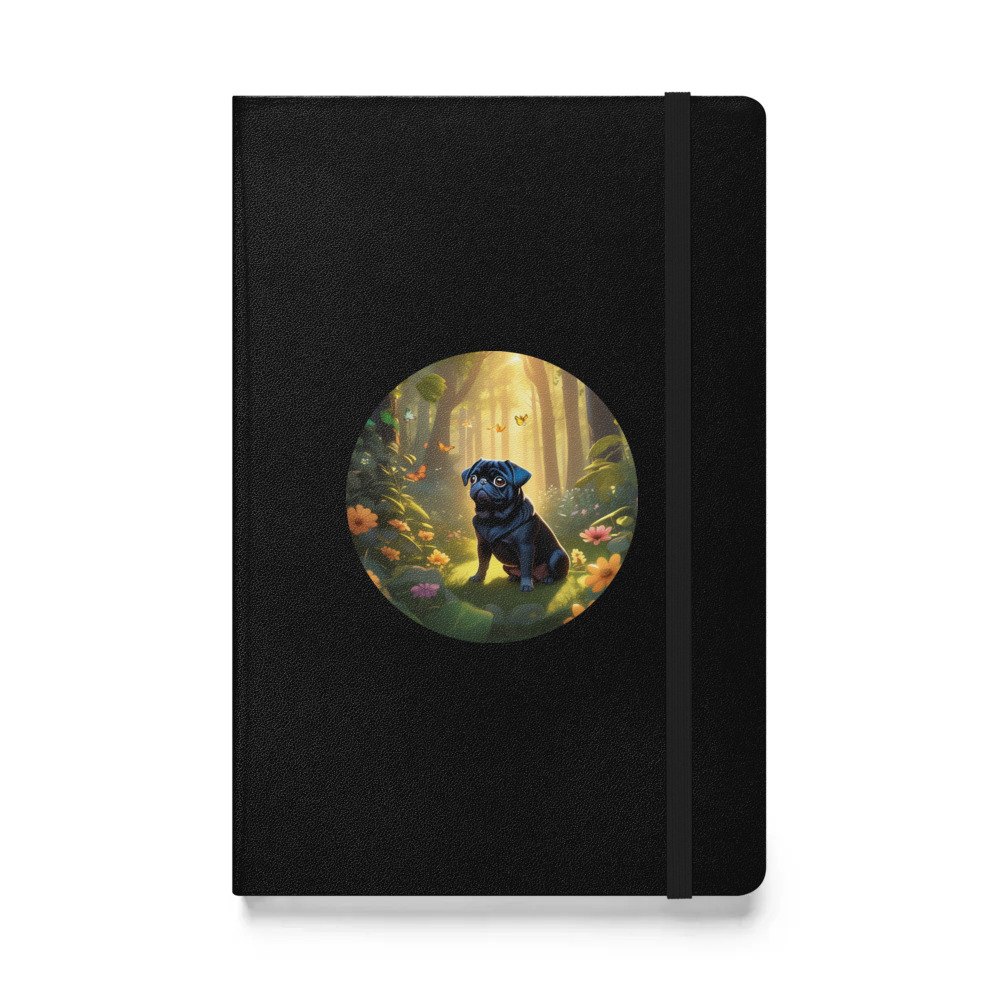 PugMug Custom Black Pug Hardcover Bound Notebook