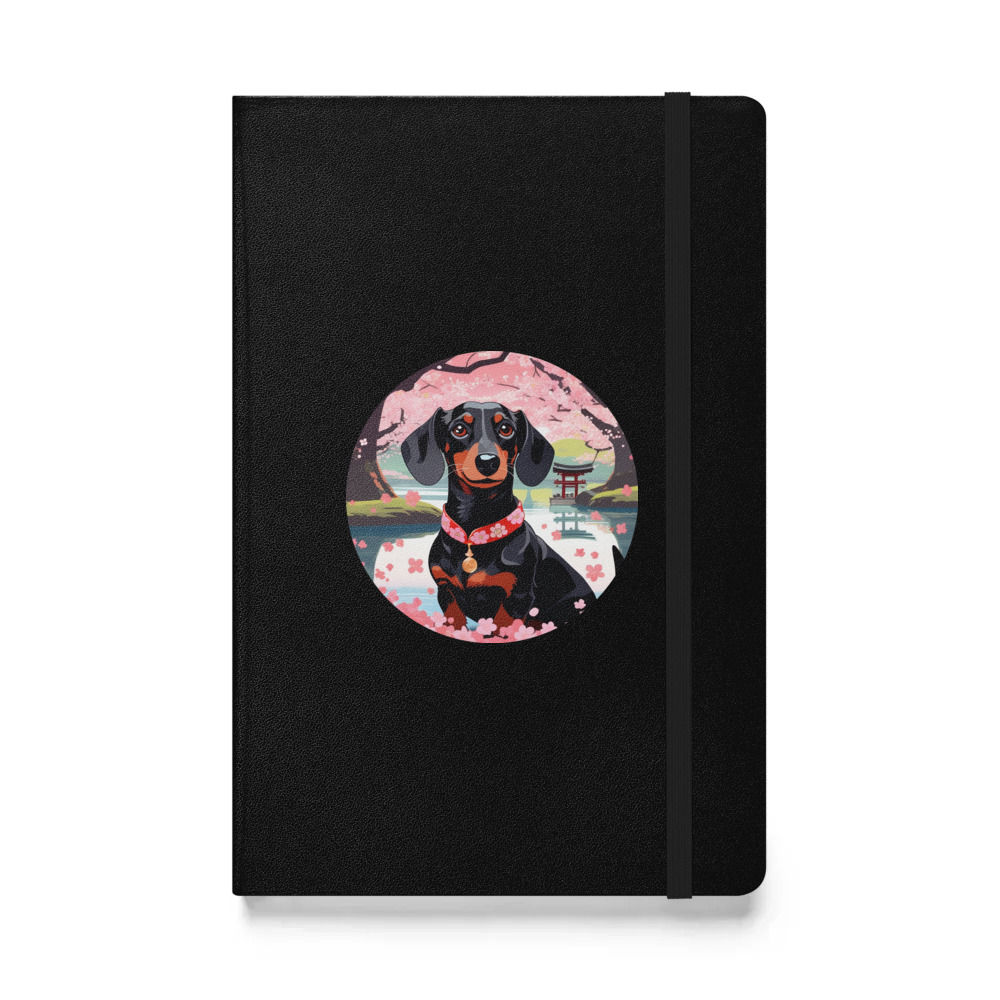 PugMug Custom Black Dachshund Hardcover Bound Notebook