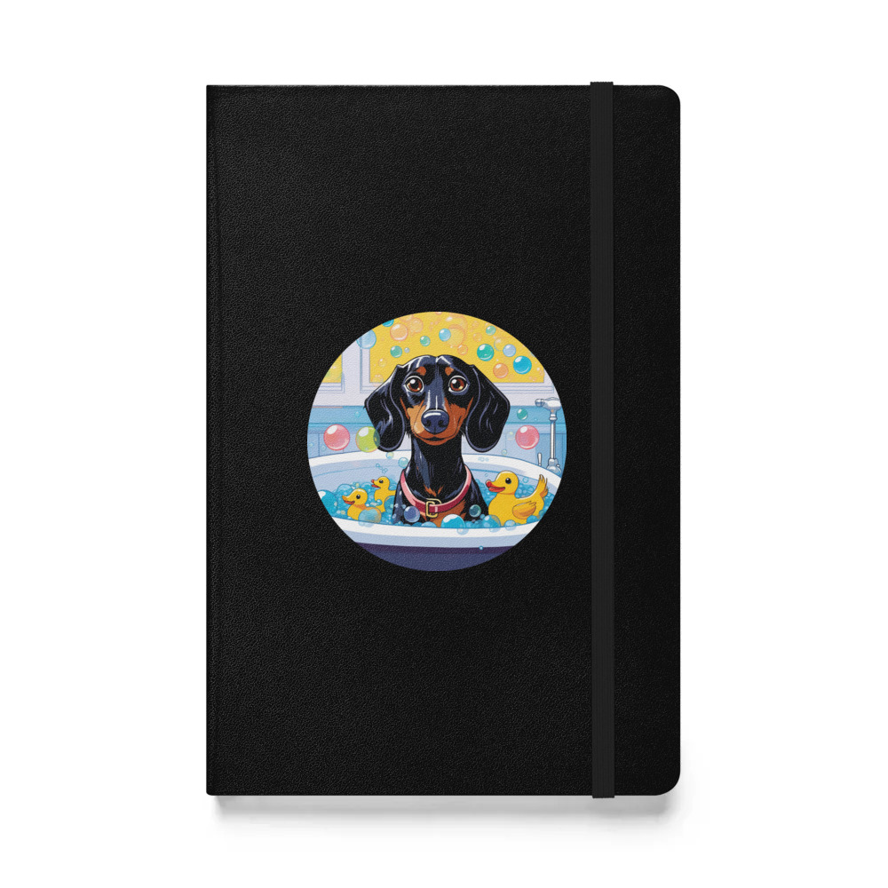 PugMug Custom Black Dachshund Hardcover Bound Notebook