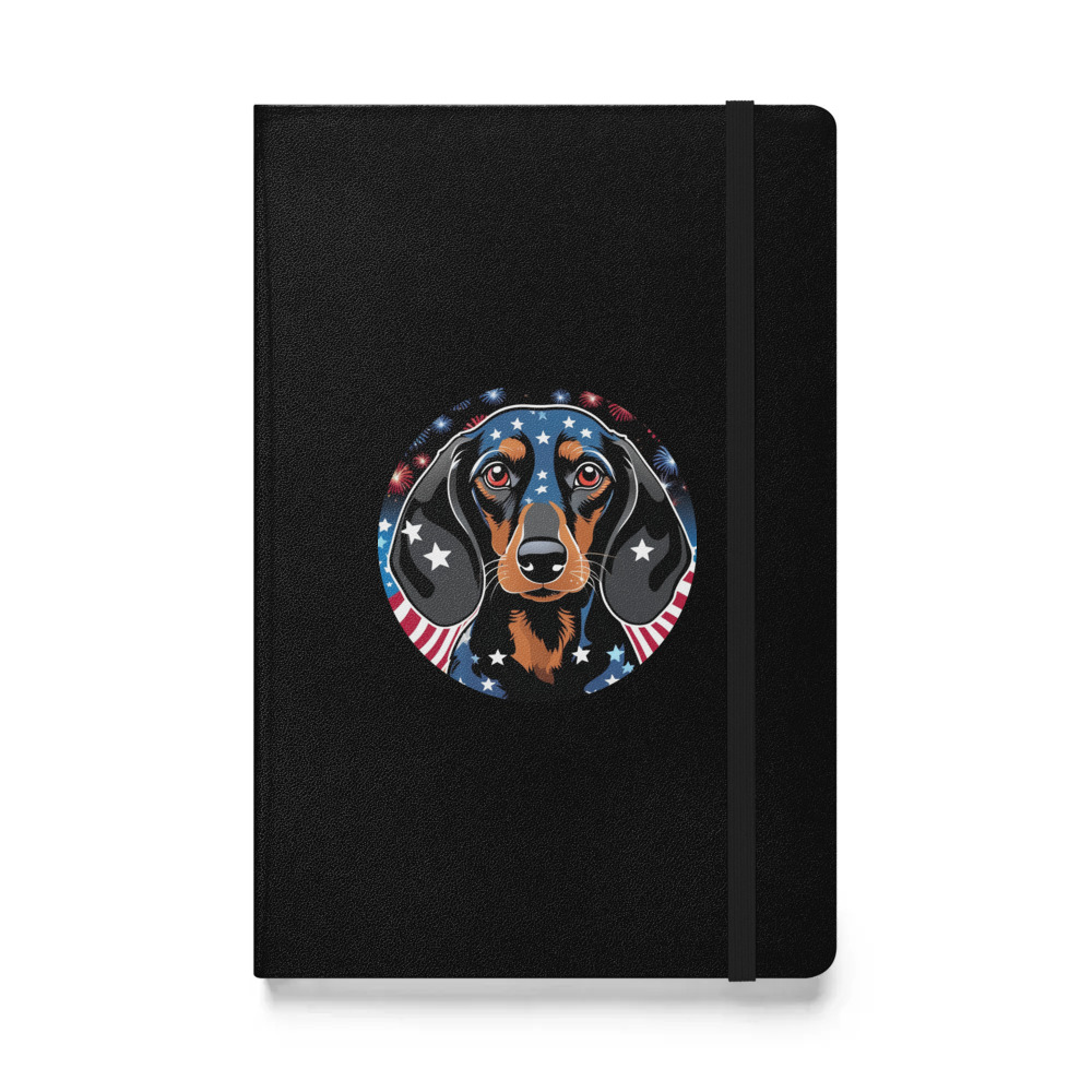 PugMug Custom Black Dachshund Hardcover Bound Notebook