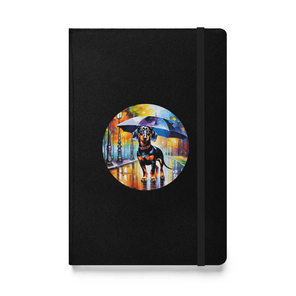 PugMug Custom Black Dachshund Hardcover Bound Notebook