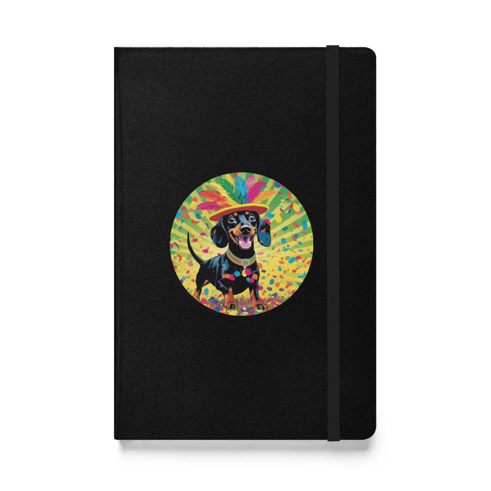 PugMug Custom Black Dachshund Hardcover Bound Notebook