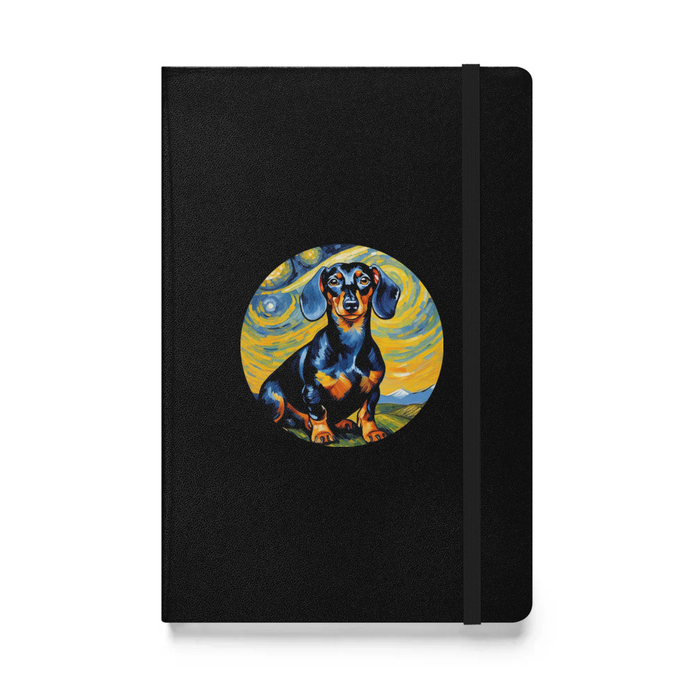 PugMug Custom Black Dachshund Hardcover Bound Notebook