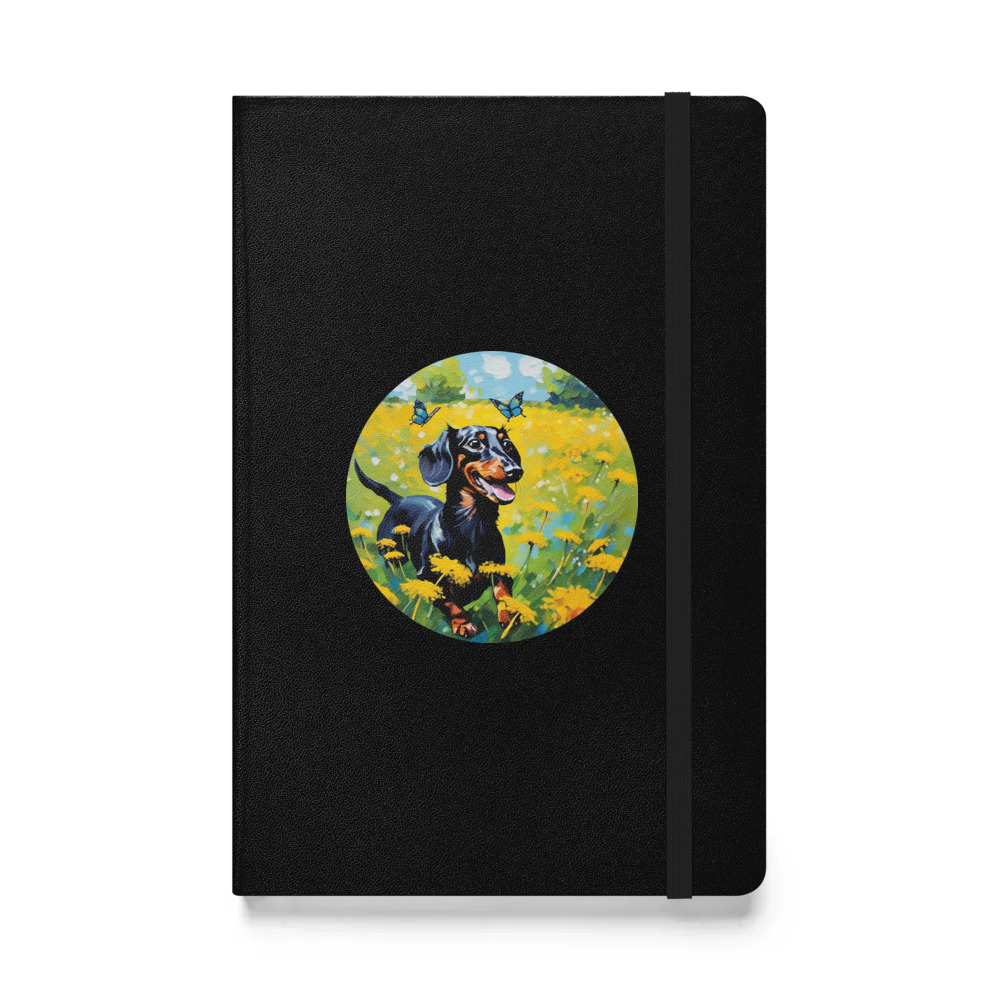 PugMug Custom Black Dachshund Hardcover Bound Notebook