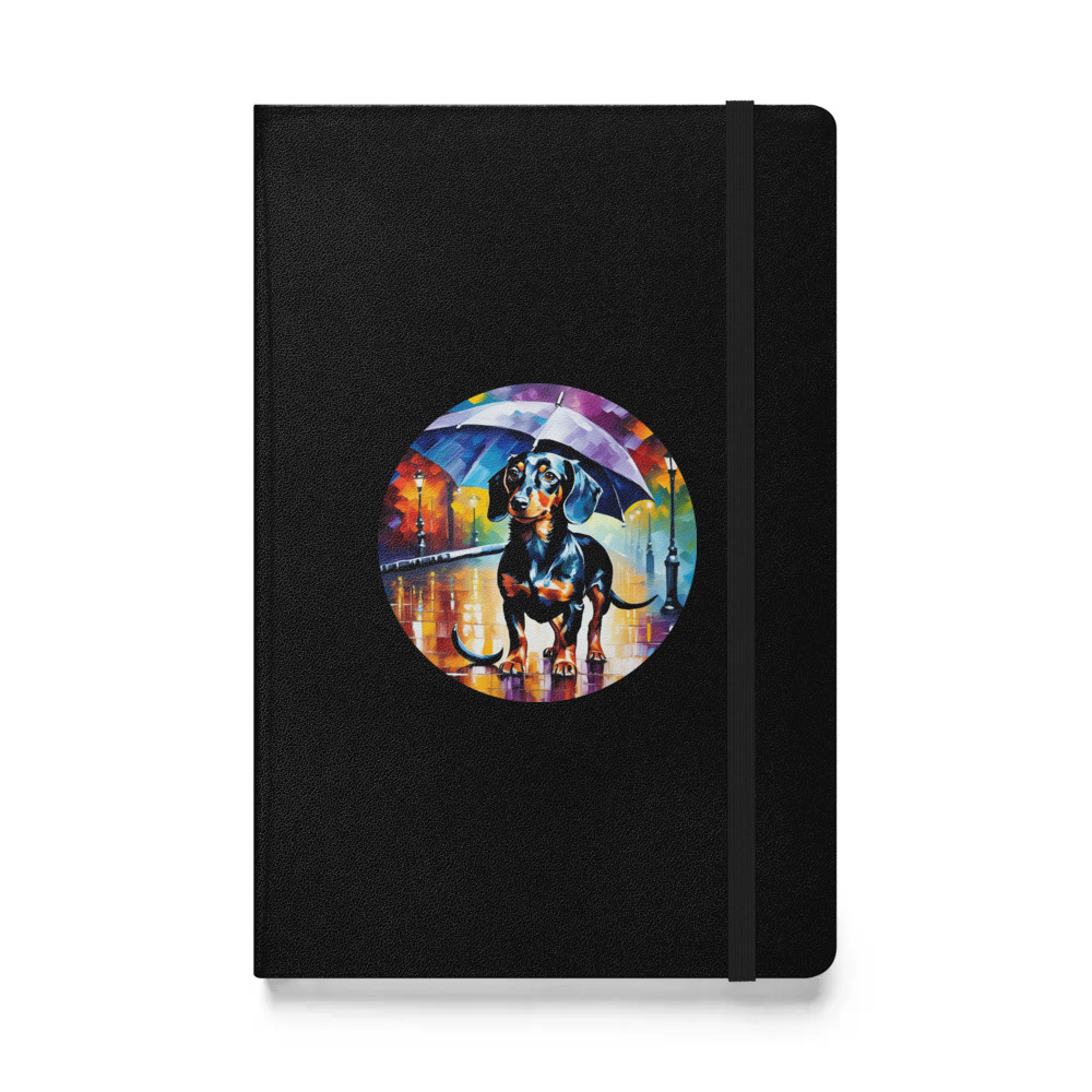 PugMug Custom Black Dachshund Hardcover Bound Notebook