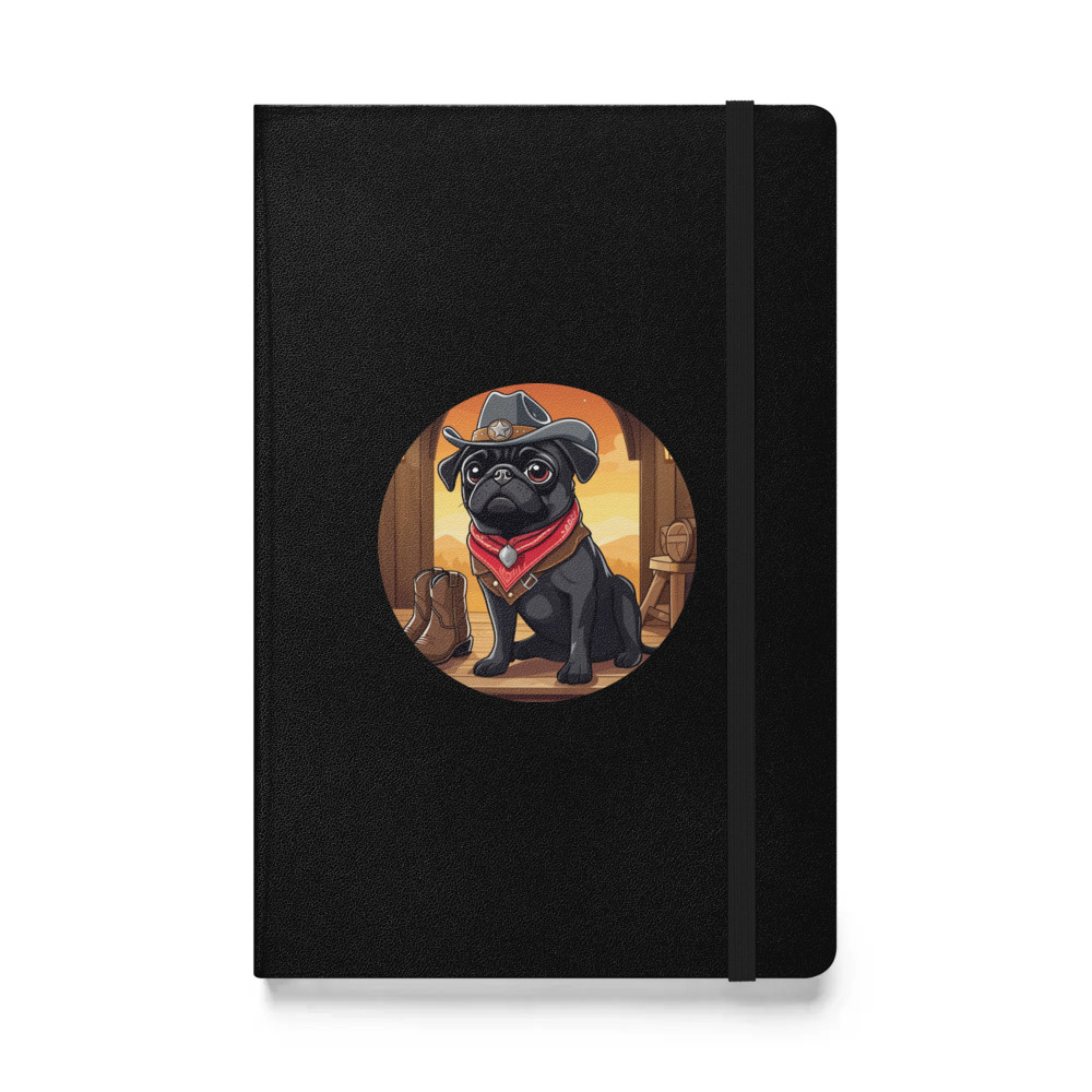 PugMug Custom Black Pug Hardcover Bound Notebook