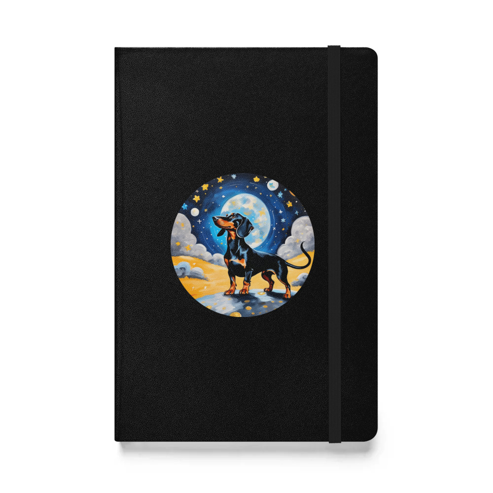 PugMug Custom Black Dachshund Hardcover Bound Notebook