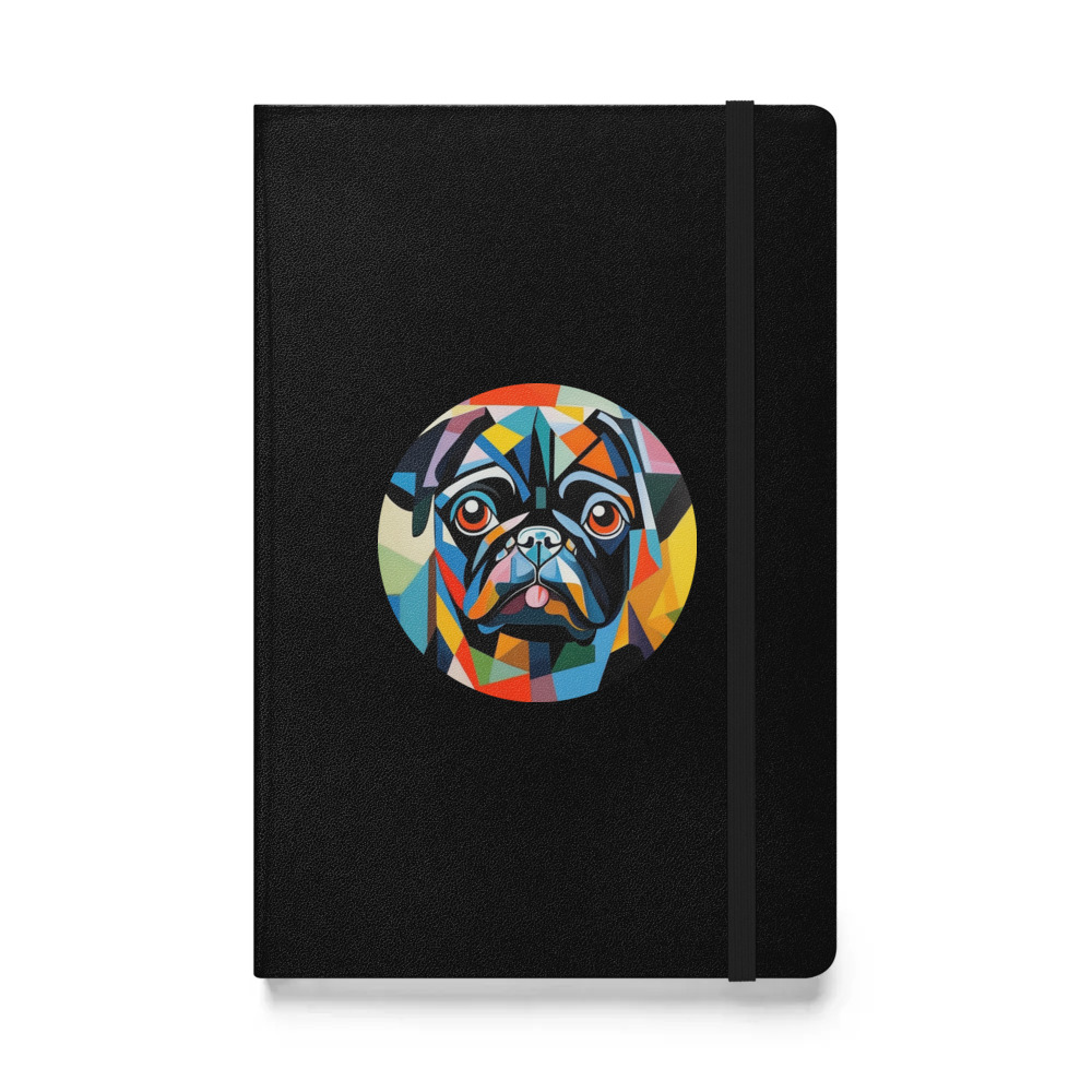 PugMug Custom Black Pug Hardcover Bound Notebook