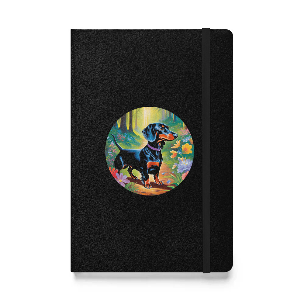 PugMug Custom Black Dachshund Hardcover Bound Notebook