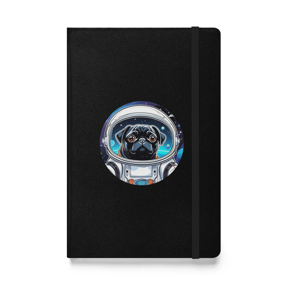 PugMug Custom Black Pug Hardcover Bound Notebook