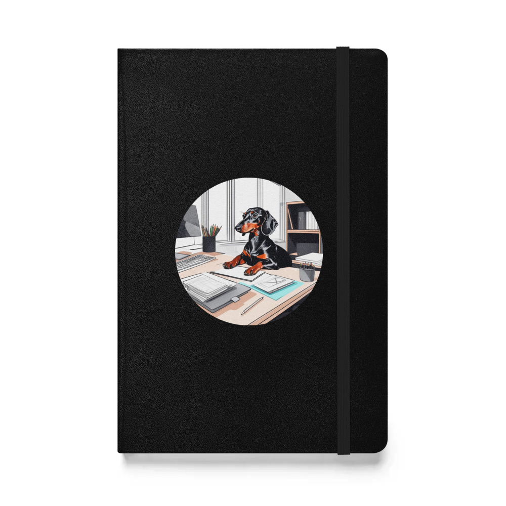 PugMug Custom Black Dachshund Hardcover Bound Notebook