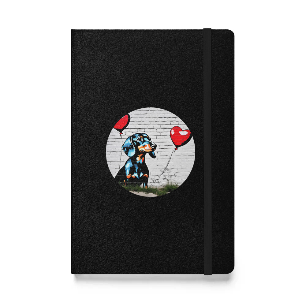 PugMug Custom Black Dachshund Hardcover Bound Notebook