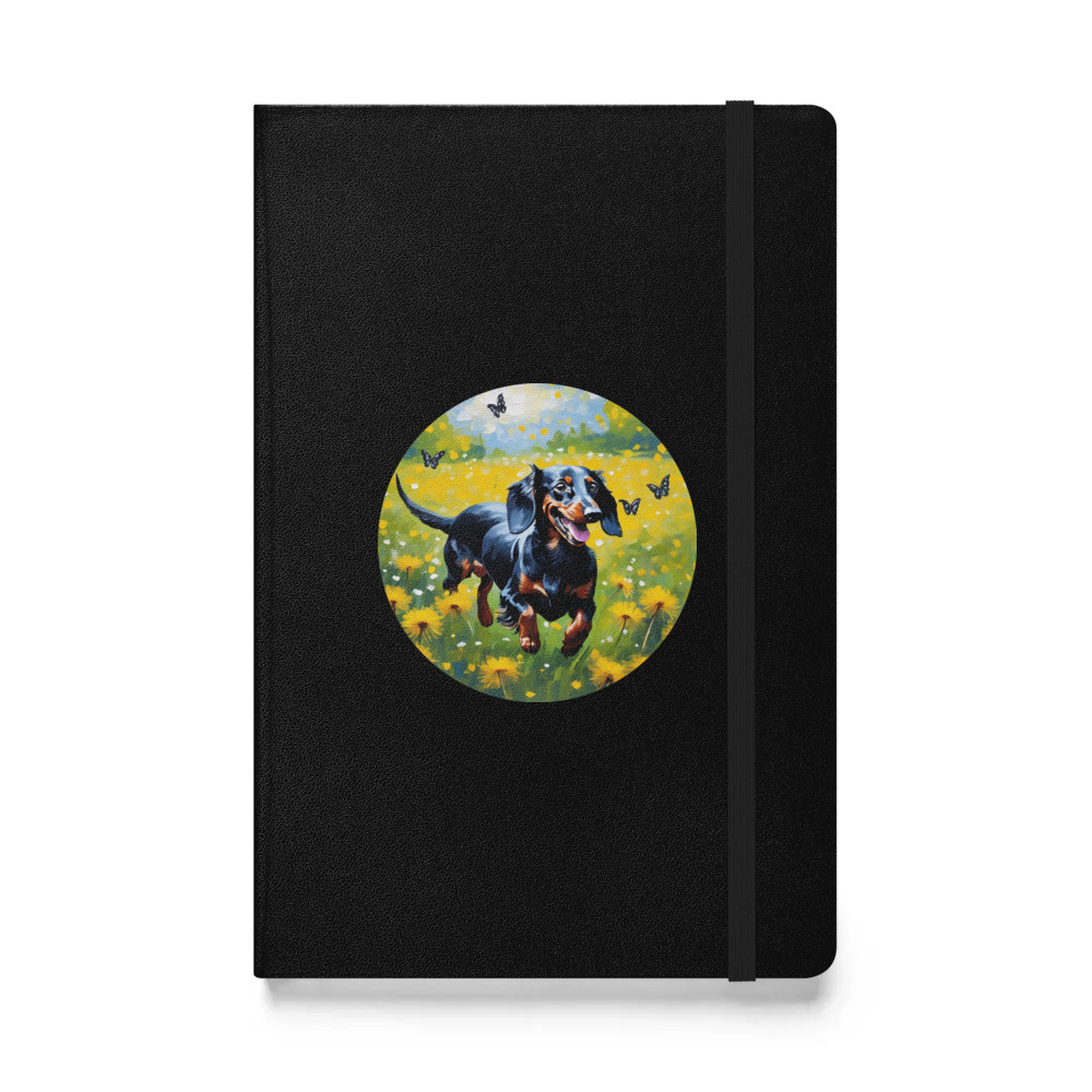 PugMug Custom Black Dachshund Hardcover Bound Notebook