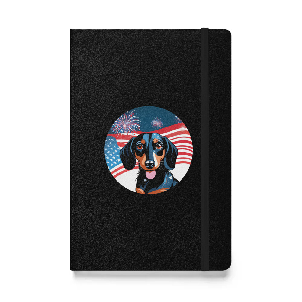 PugMug Custom Black Dachshund Hardcover Bound Notebook