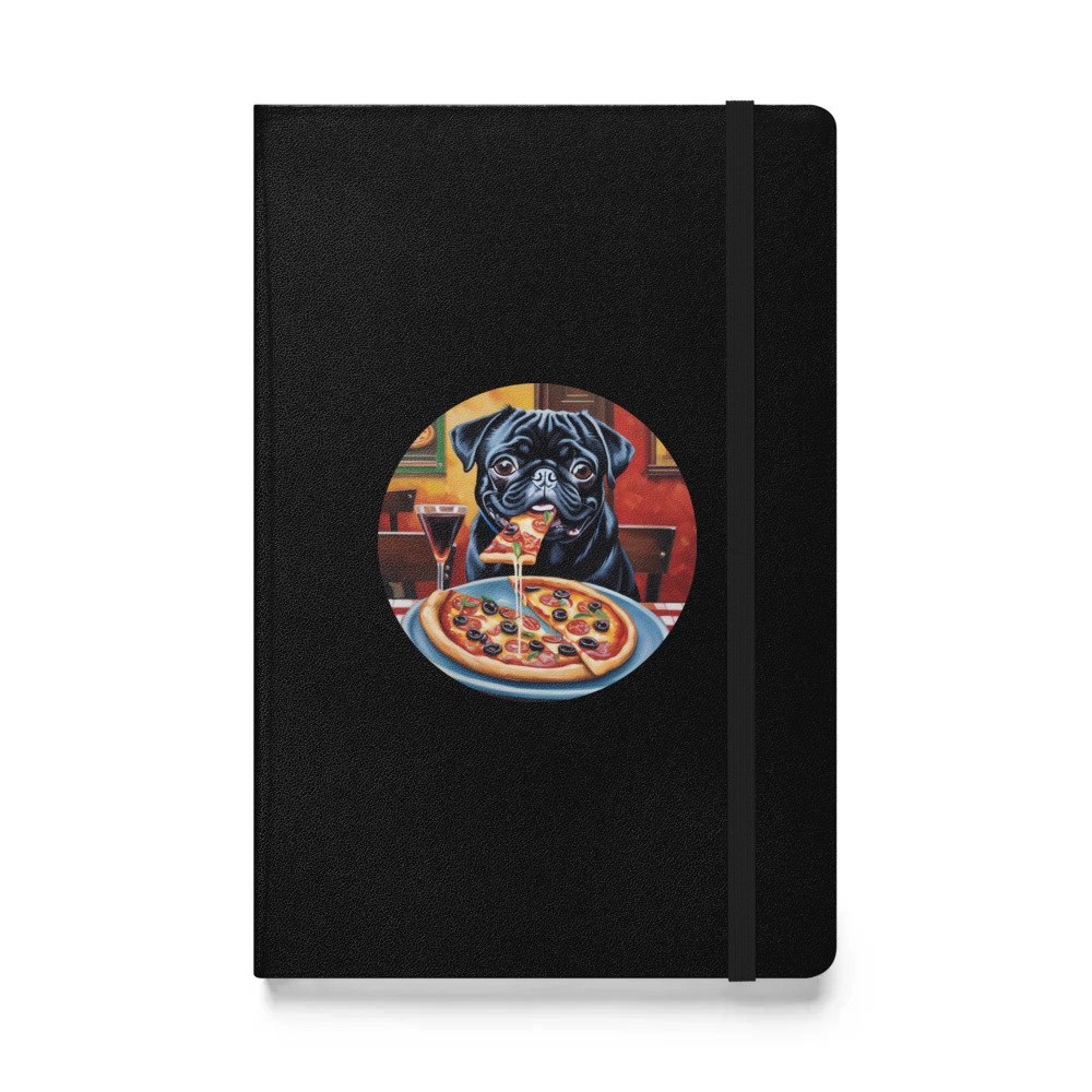 PugMug Custom Black Pug Hardcover Bound Notebook