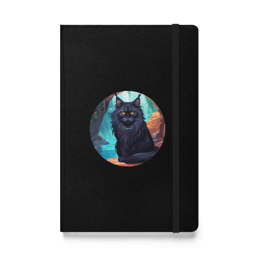 PugMug Custom Black Maine Coon Cat Hardcover Bound Notebook
