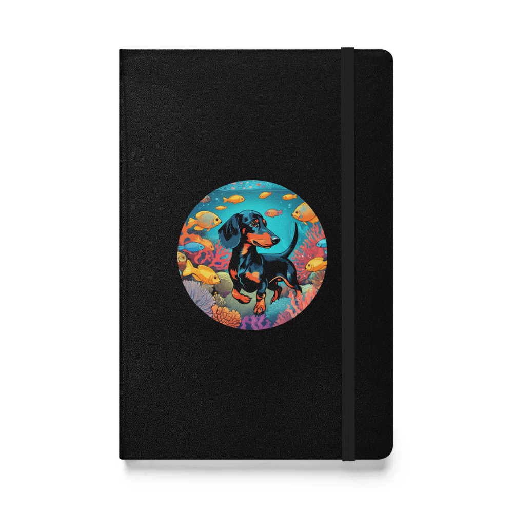 PugMug Custom Black Dachshund Hardcover Bound Notebook