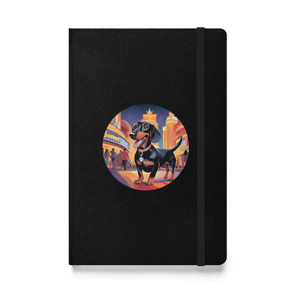 PugMug Custom Black Dachshund Hardcover Bound Notebook