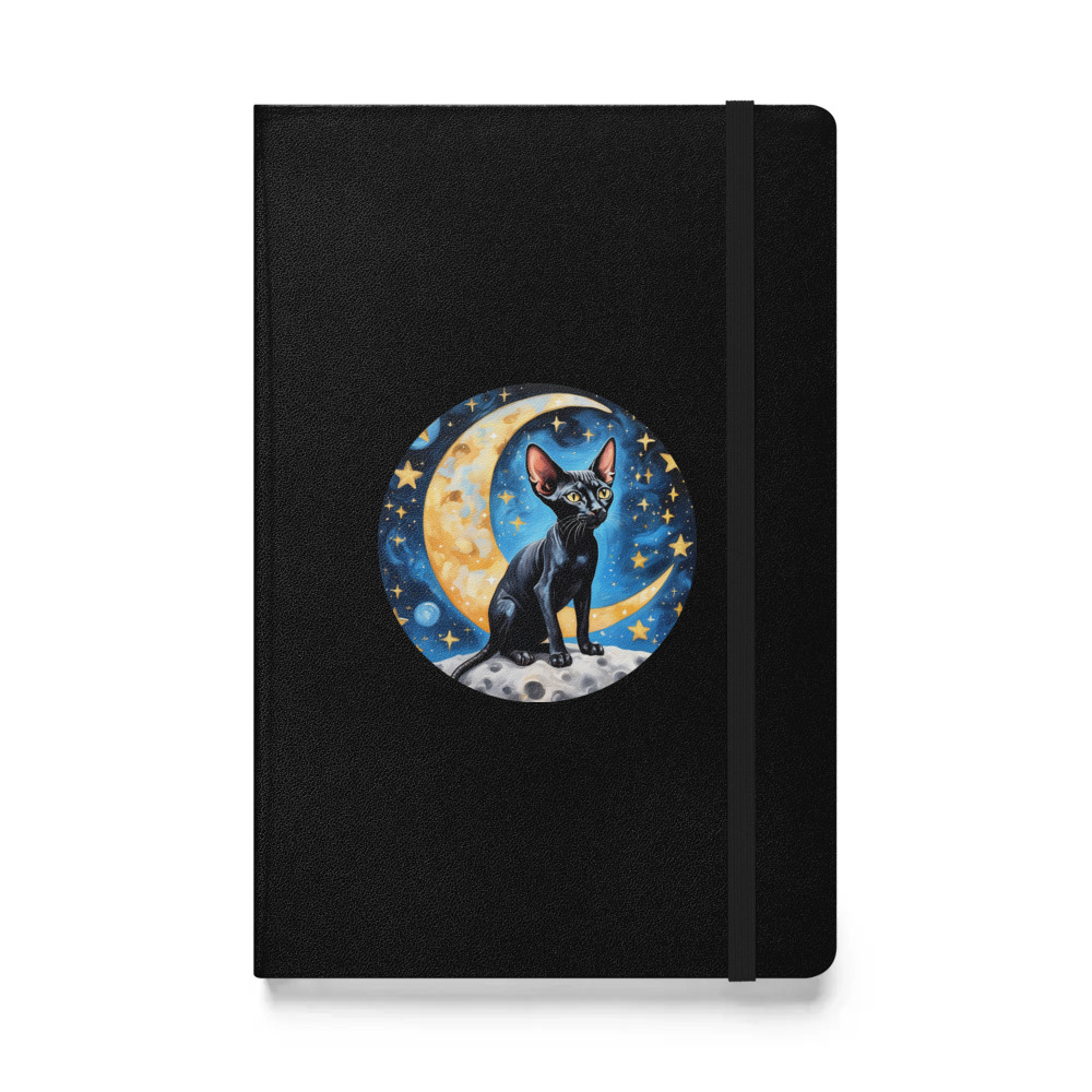 PugMug Custom Black Sphynx Cat Hardcover Bound Notebook