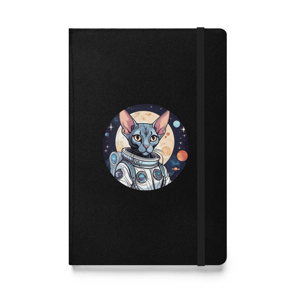 PugMug Custom Black Sphynx Cat Hardcover Bound Notebook