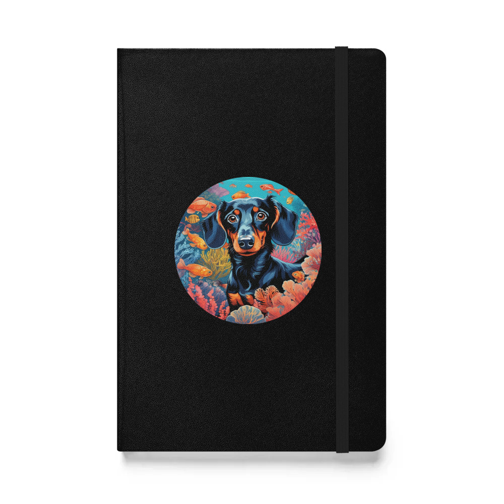 PugMug Custom Black Dachshund Hardcover Bound Notebook