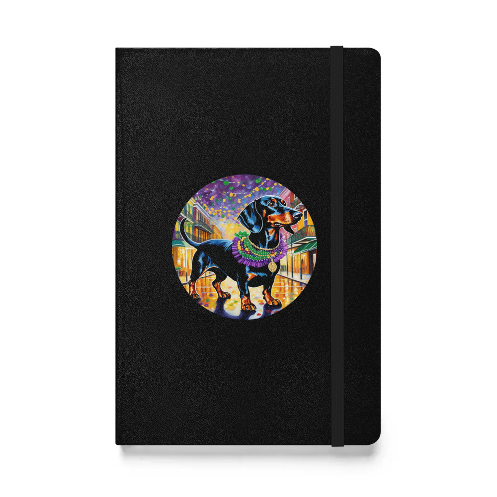 PugMug Custom Black Dachshund Hardcover Bound Notebook