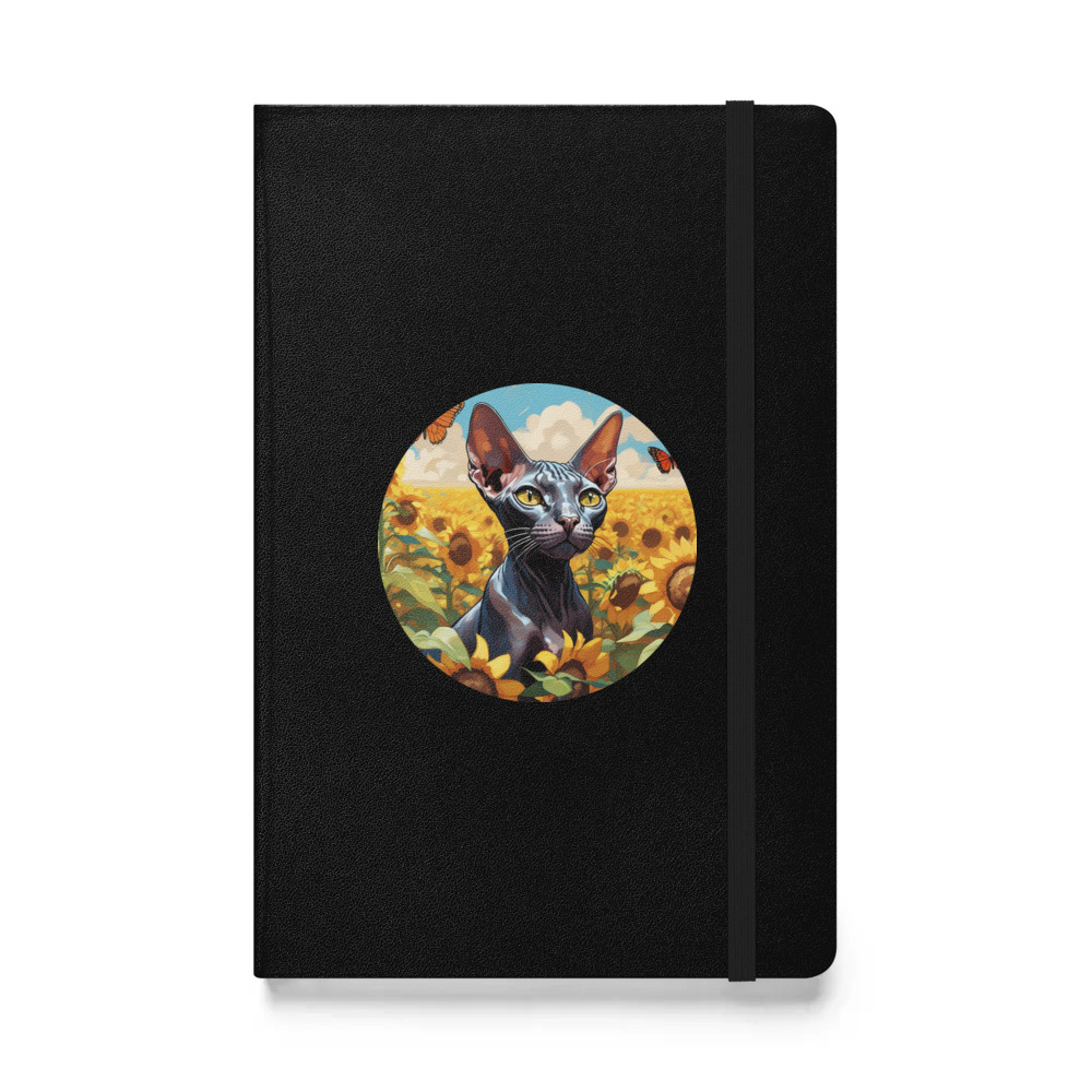 PugMug Custom Black Sphynx Cat Hardcover Bound Notebook