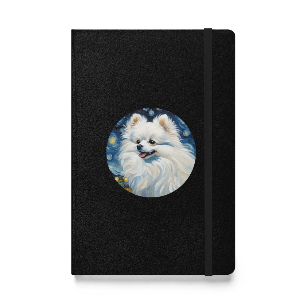 PugMug Custom White Pomeranian Hardcover Bound Notebook