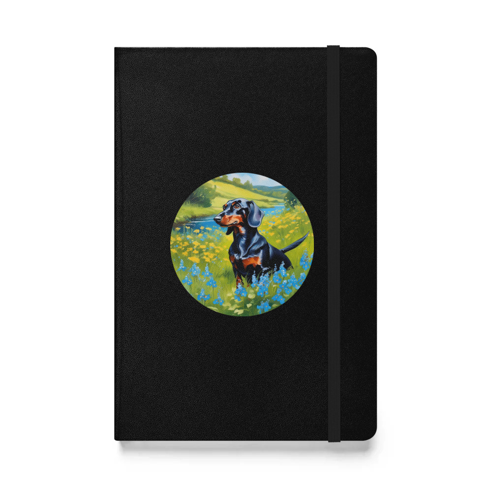 PugMug Custom Black Dachshund Hardcover Bound Notebook