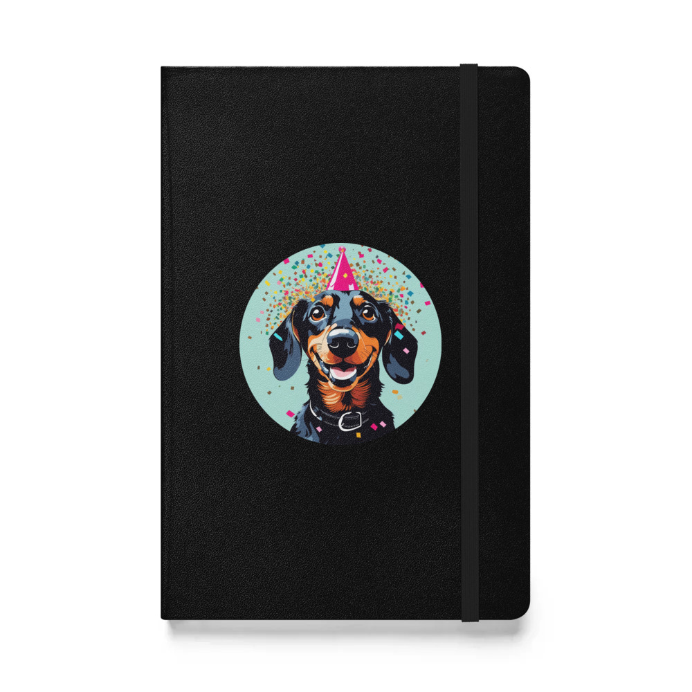 PugMug Custom Black Dachshund Hardcover Bound Notebook
