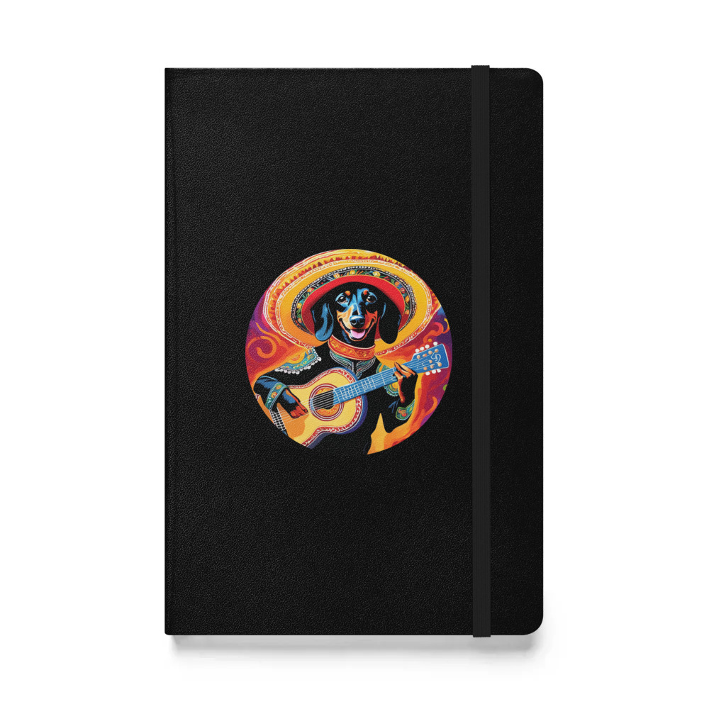 PugMug Custom Black Dachshund Hardcover Bound Notebook