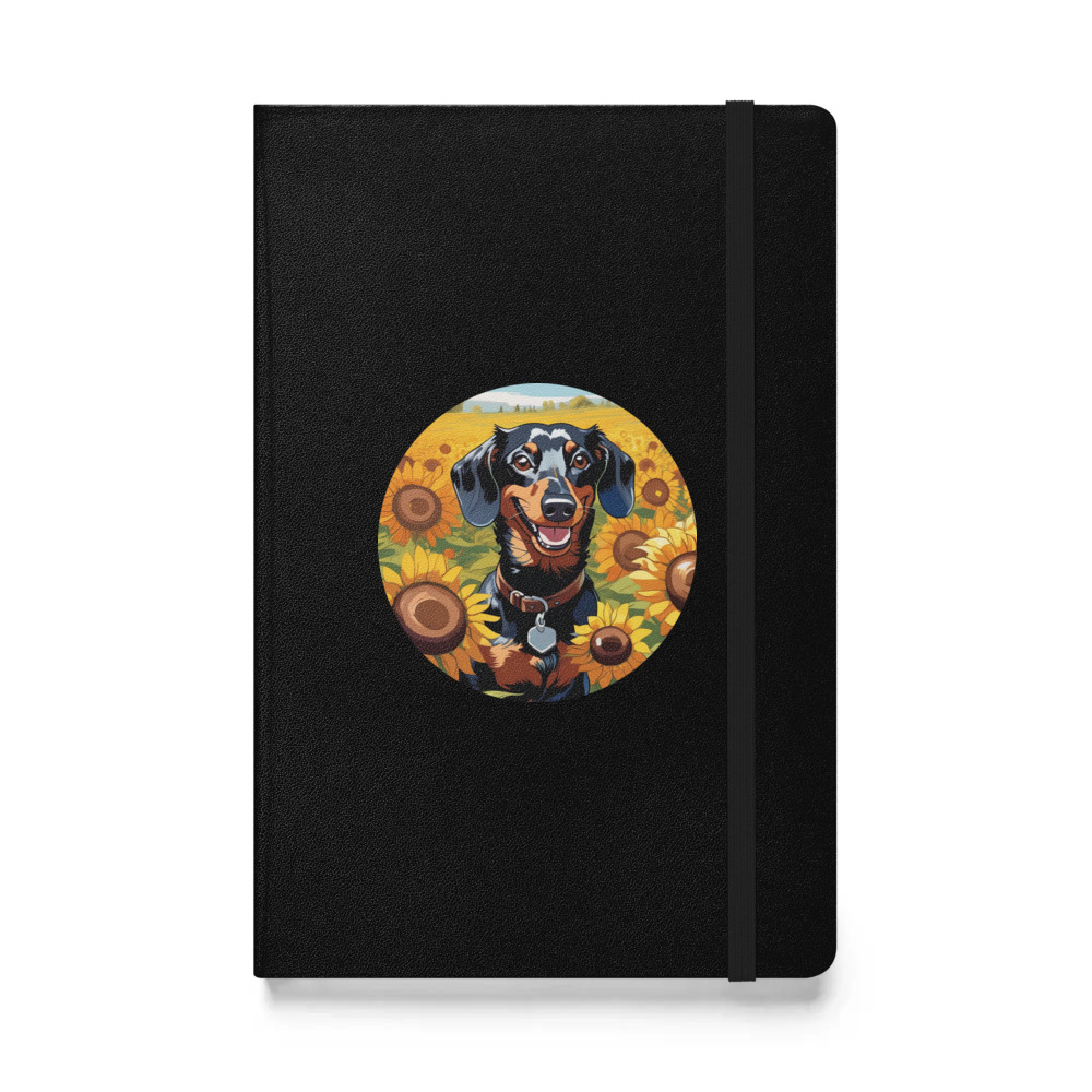PugMug Custom Black Dachshund Hardcover Bound Notebook