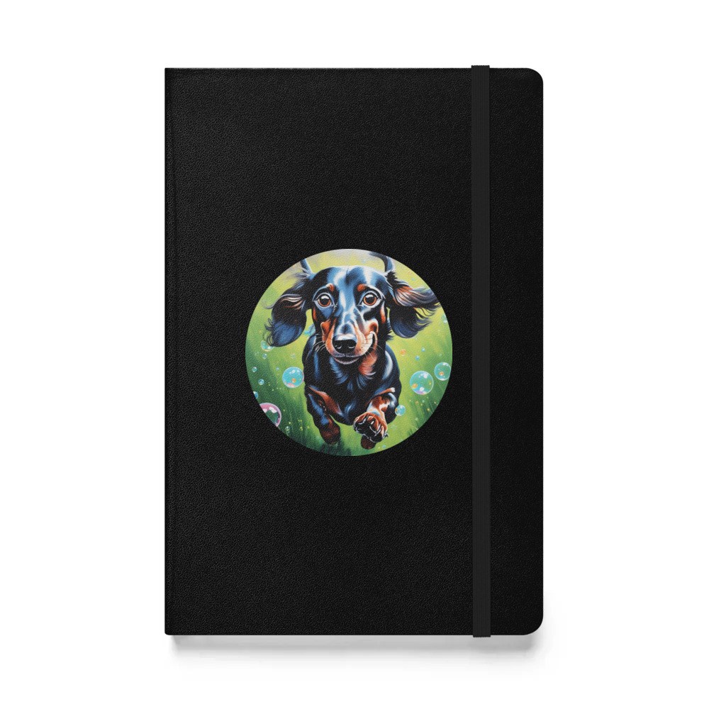 PugMug Custom Black Dachshund Hardcover Bound Notebook