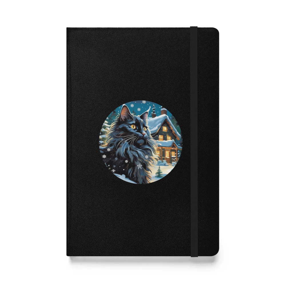 PugMug Custom Black Maine Coon Cat Hardcover Bound Notebook