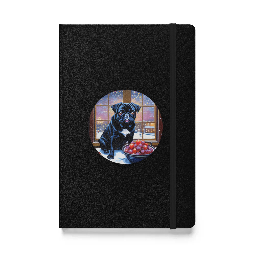 PugMug Custom Black Pug Hardcover Bound Notebook