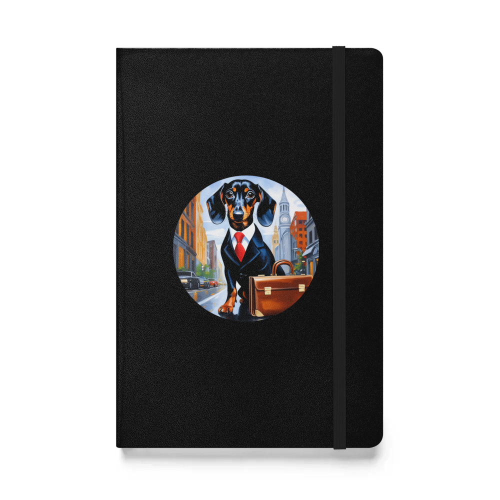 PugMug Custom Black Dachshund Hardcover Bound Notebook