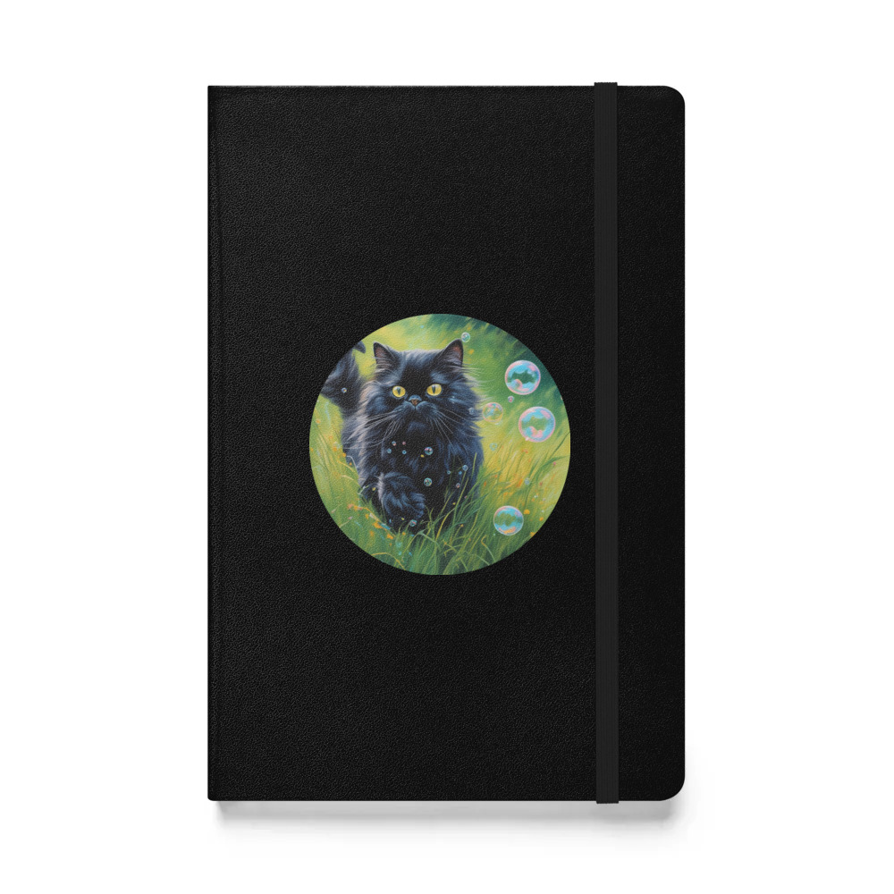 PugMug Custom Black Persian Cat Hardcover Bound Notebook