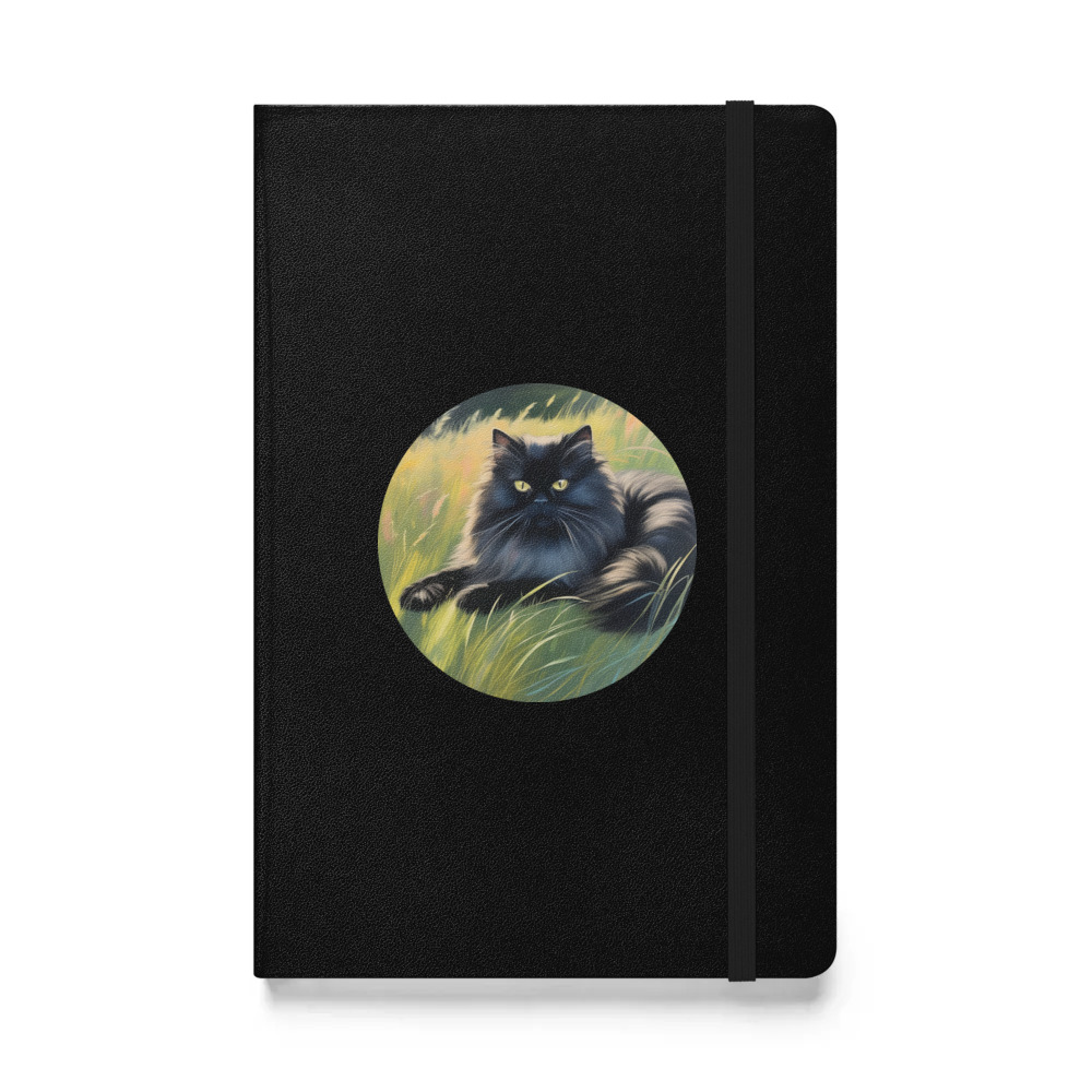 PugMug Custom Black Persian Cat Hardcover Bound Notebook