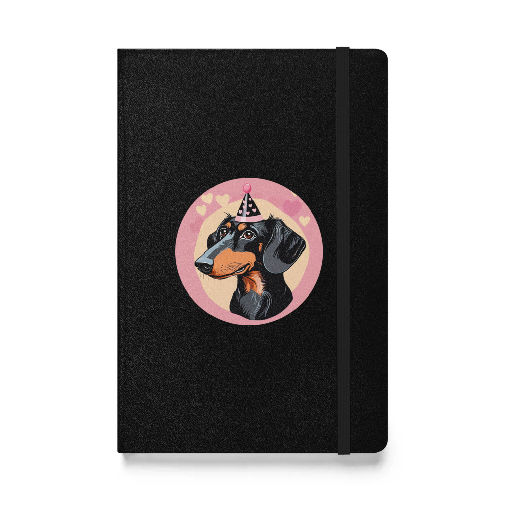 PugMug Custom Black Dachshund Hardcover Bound Notebook