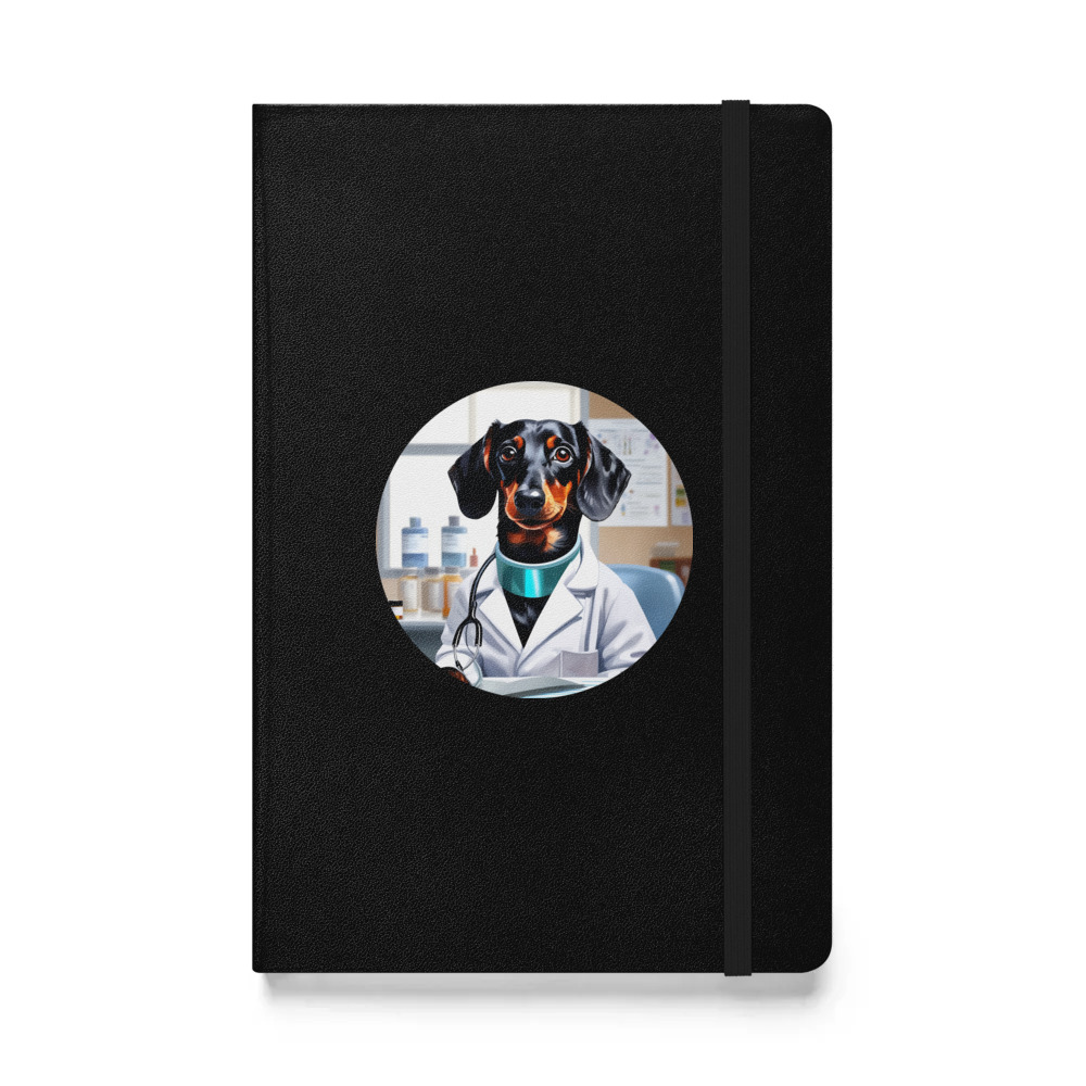 PugMug Custom Black Dachshund Hardcover Bound Notebook