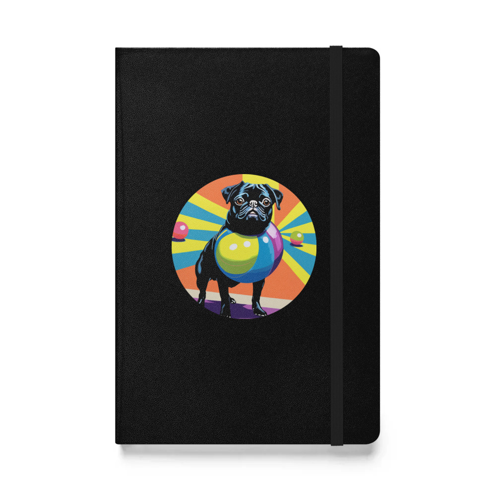 PugMug Custom Black Pug Hardcover Bound Notebook