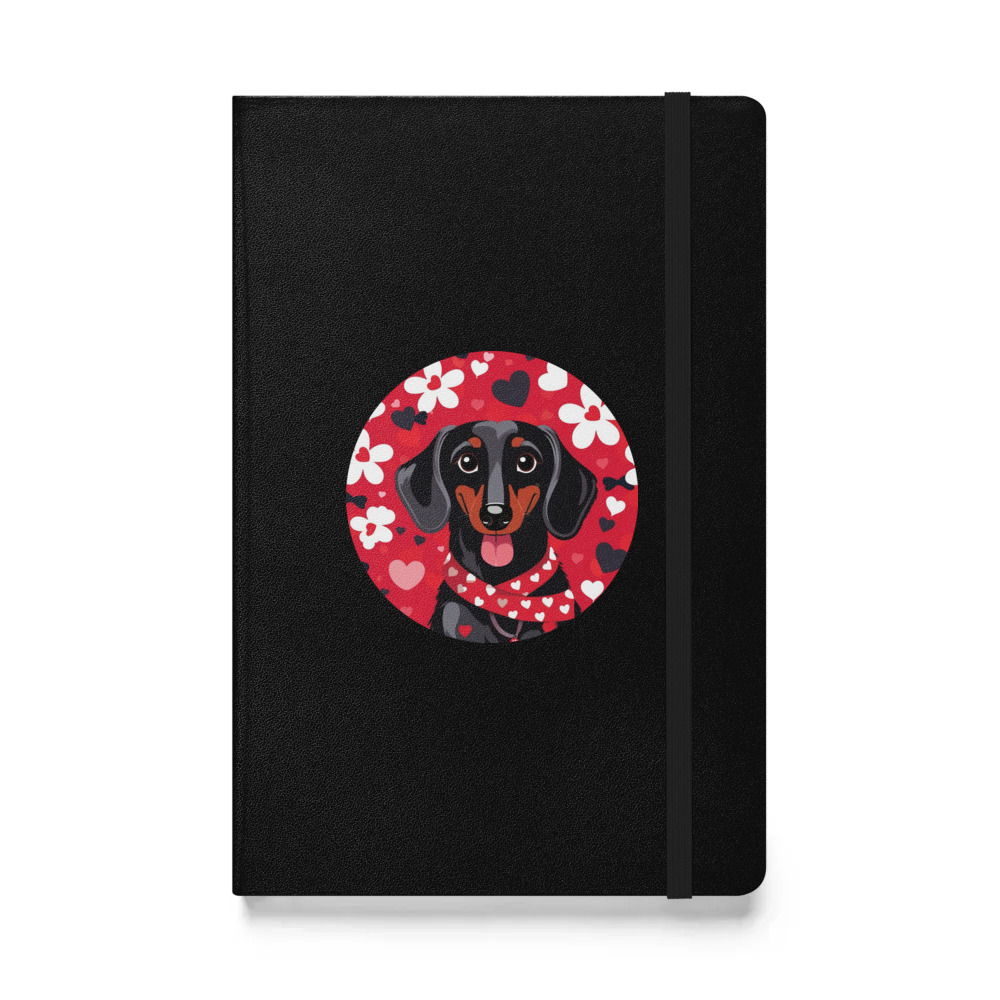 PugMug Custom Black Dachshund Hardcover Bound Notebook