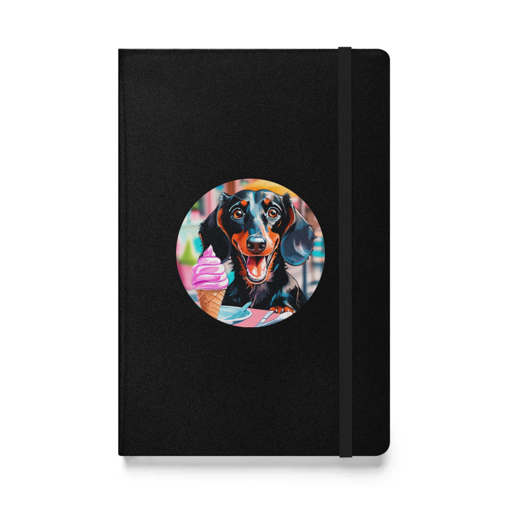 PugMug Custom Black Dachshund Hardcover Bound Notebook