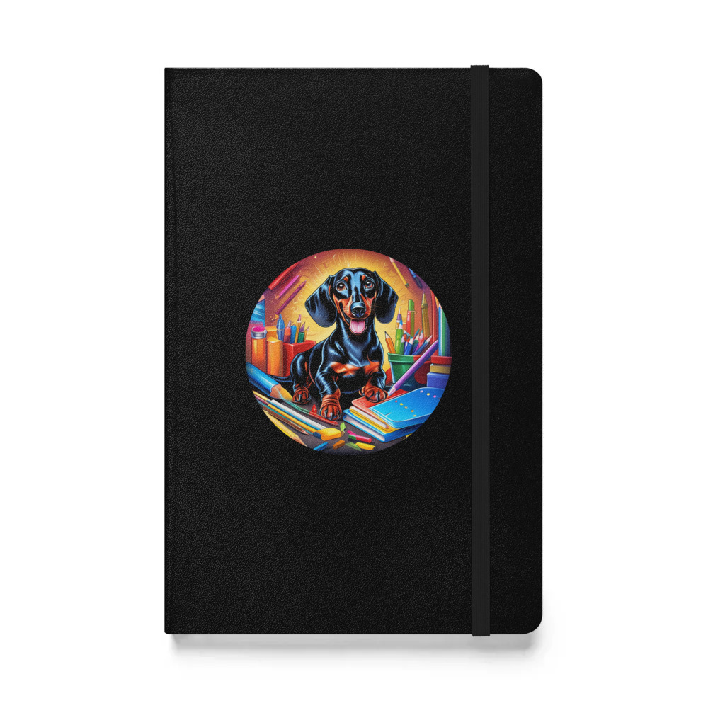 PugMug Custom Black Dachshund Hardcover Bound Notebook